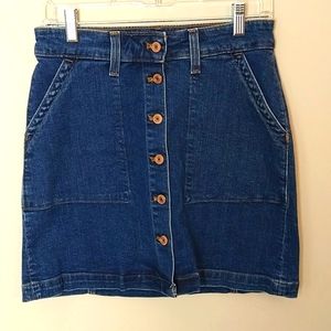 J.CREW MECHANTILE Button up Women's Jean Skirt 0